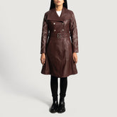 Xanen Maroon Leather Coat Jacket